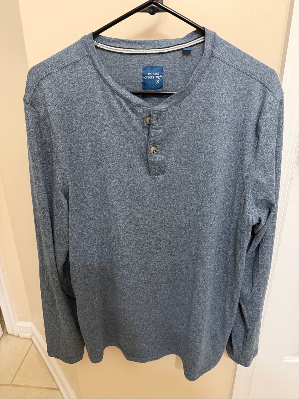 Long-Sleeve Henley Shirt - Heather Blue